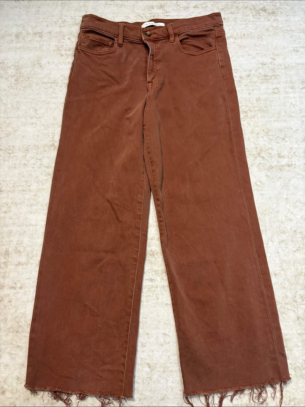 EUNINA 29 Dawn Super High Wide Leg Cropped Jeans in cinnamon brown